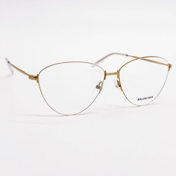 NEW BALENCIAGA EYEGLASSES BB0034O 003 CAT EYE GOLD WOMEN EYEWEAR BALENCIAGA - Picture 1 of 8